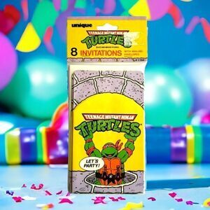 Teenage Mutant Ninja Turtles Party Invitations 1989 TMNT Sealed Let's Party